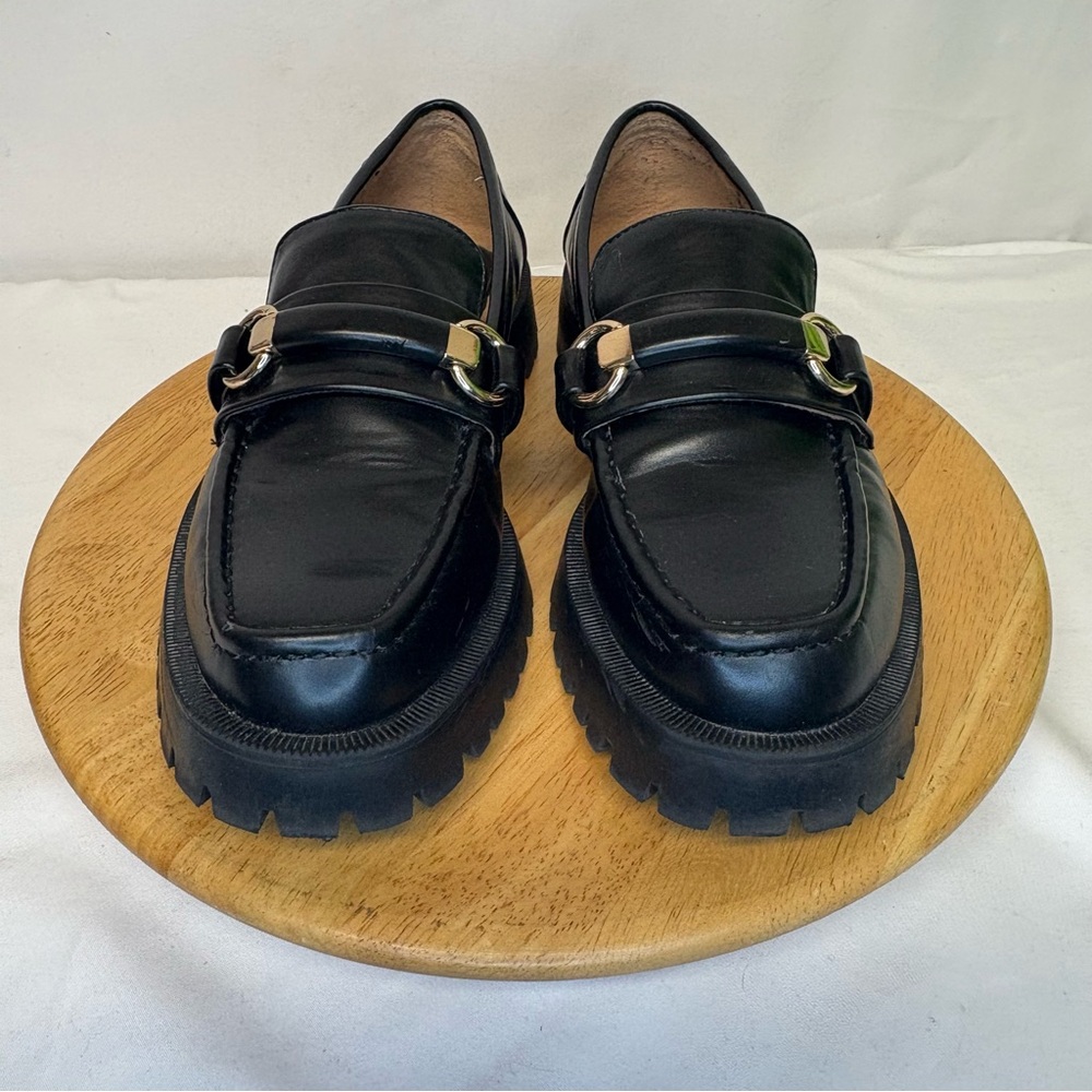 SzEU 39/8.5 Zara Chunky Penny Loafers Black Buckle Grunge Gothcore Slip-On Women